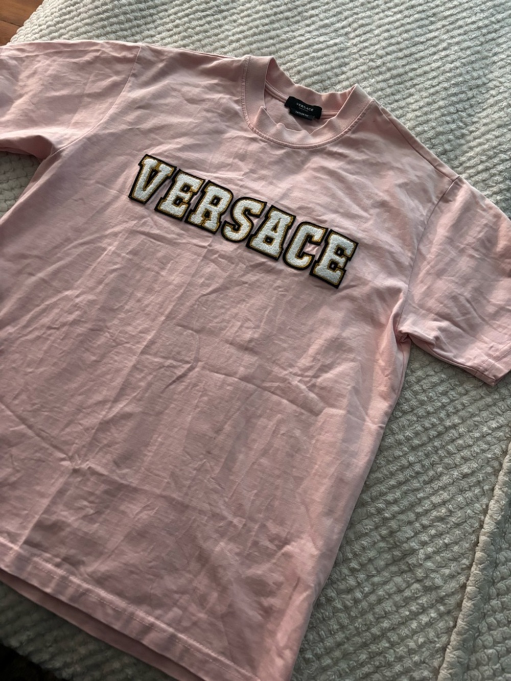 Versace Light Pink Logo Crew Tee